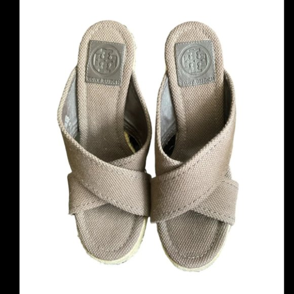 Tory Burch Kristen Canvas Wedge - Picture 1 of 8